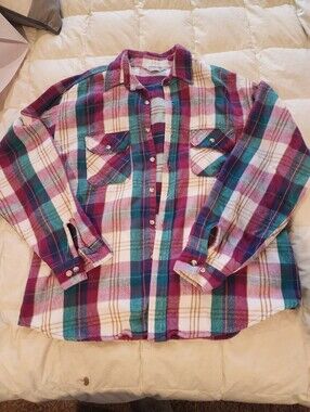 Vintage Five Brother Mens Xl Heavy Plaid Flannel Cotton Usa Made